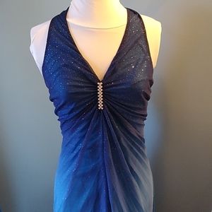 Stunning blue dress with tiny silver sparkles. Onxy Nite Size 9/10.